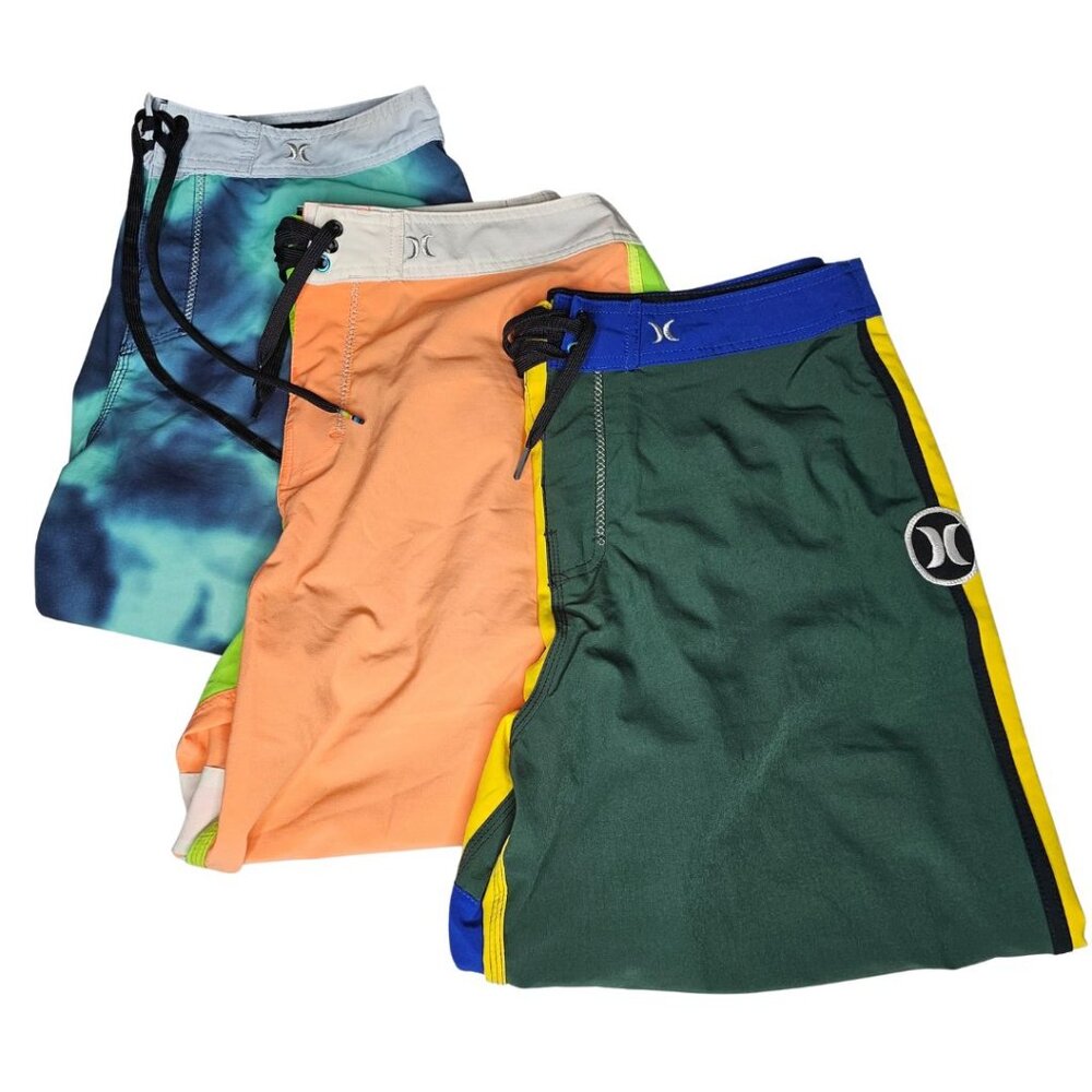 Lot of 3 Pairs Hurley Board Shorts Men's Swim Multi Phantom 33 Waist *Altered*